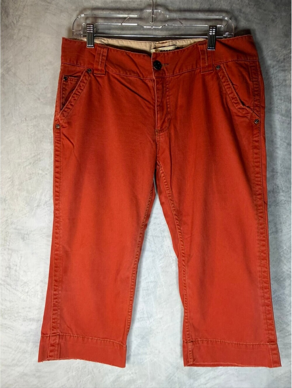 Vintage Y2K Old Navy Women’s Size 12 Rust Orange Capri Pants Utility 100% Cotton